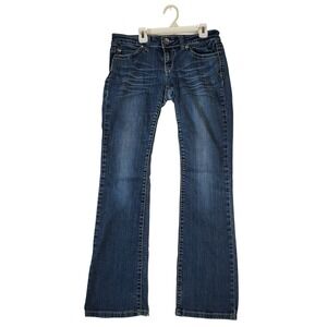 Miss Chic Womens Bootcut Jeans Size 5 Dark Wash Rhinestone Cross Back Pocket Y2K